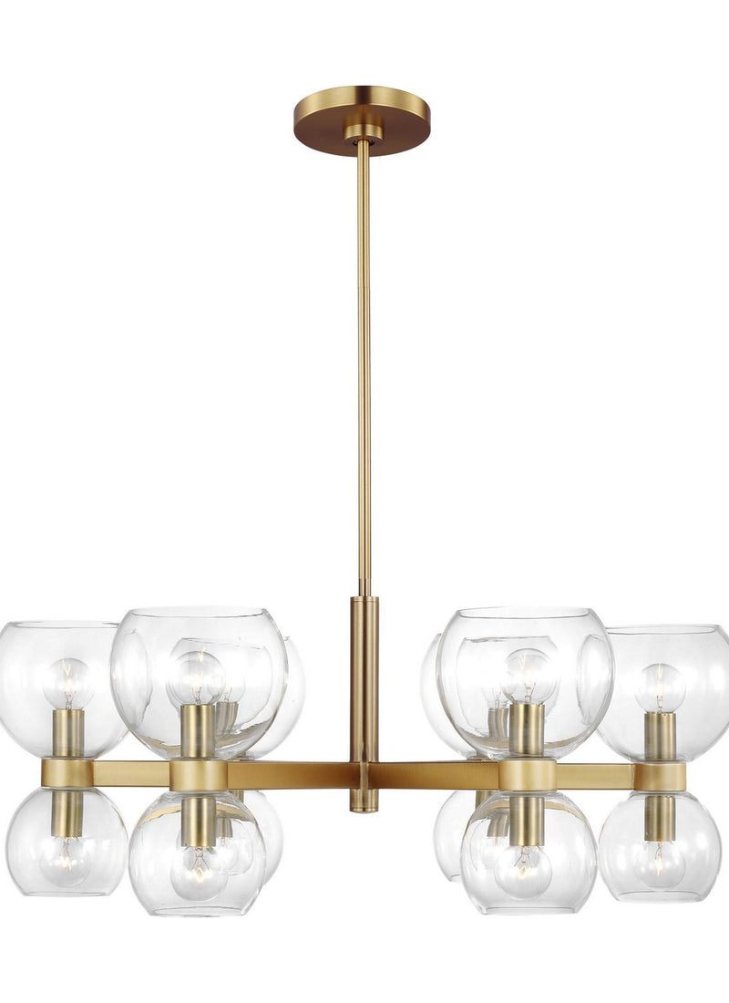 Londyn Small Chandelier in Burnished Brass with Clear Glass