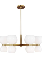 Londyn Small Chandelier in Burnished Brass with Milk White Glass
