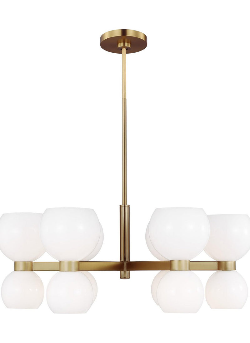 Londyn Small Chandelier in Burnished Brass with Milk White Glass