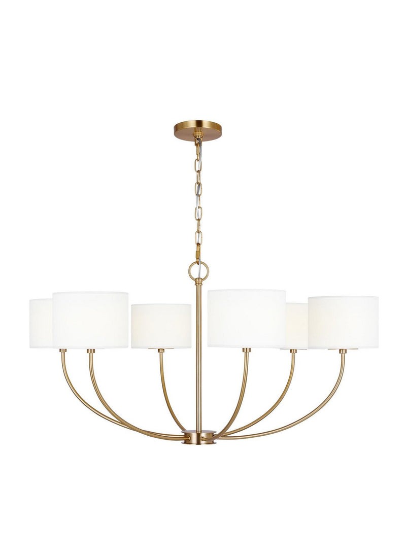 Sawyer Medium 6-Light Chandelier in Burnished Brass
