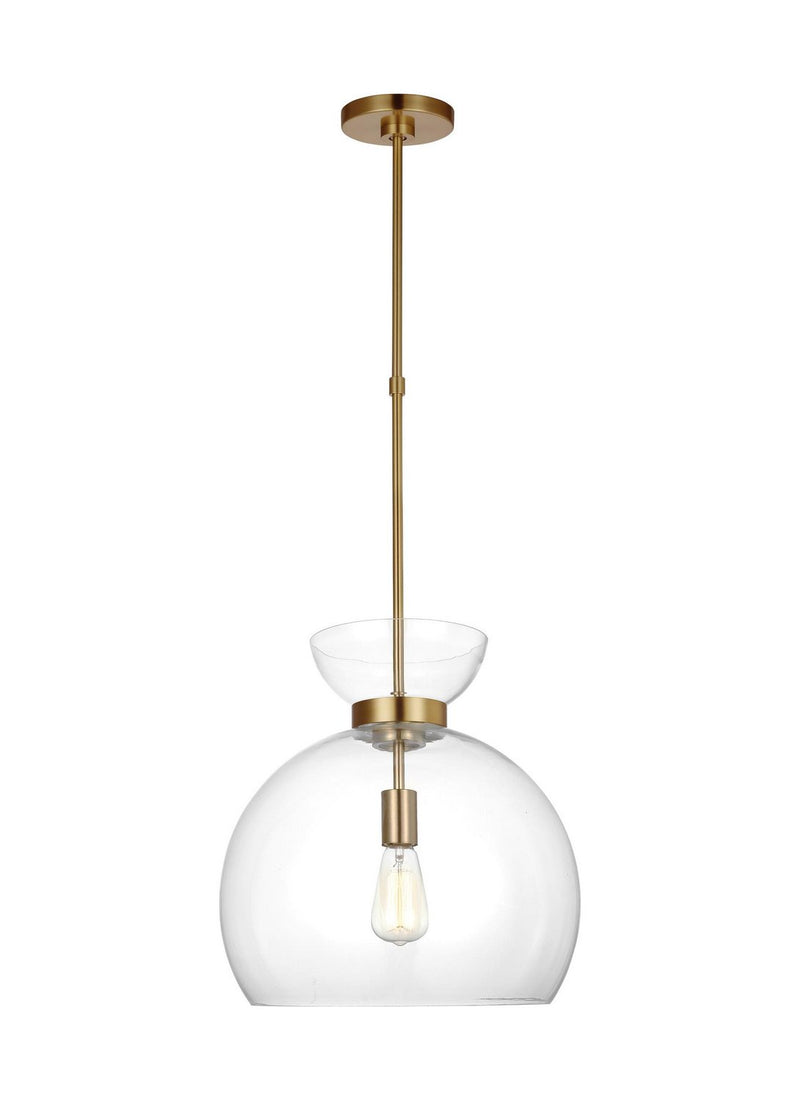 Londyn Round Pendant in Burnished Brass with Clear Glass
