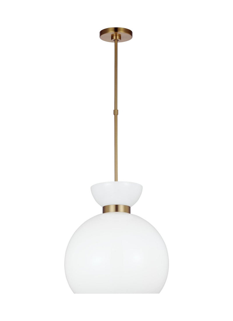 Londyn Round Pendant in Burnished Brass with Milk White Glass