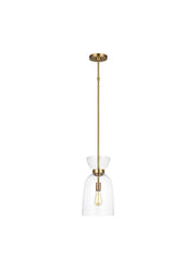 Londyn Tall Pendant in Burnished Brass with Clear Glass