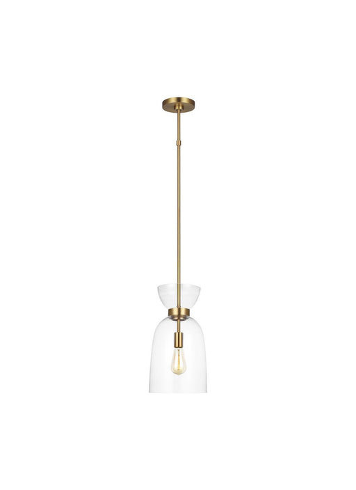 Londyn Tall Pendant in Burnished Brass with Clear Glass