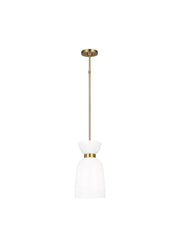 Londyn Tall Pendant in Burnished Brass with Milk White Glass
