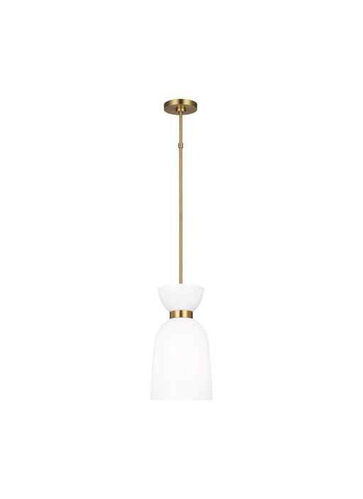 Londyn Tall Pendant in Burnished Brass with Milk White Glass