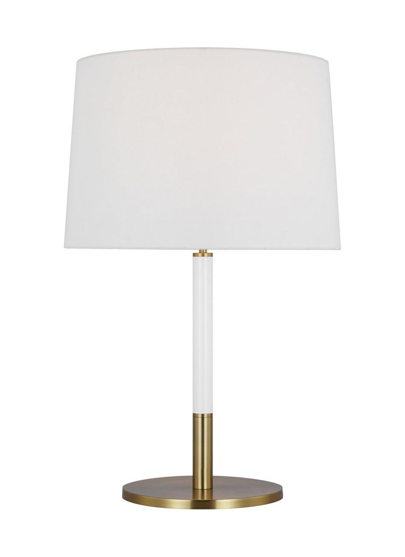 Monroe Medium Table Lamp in Burnished Brass and Glossy White