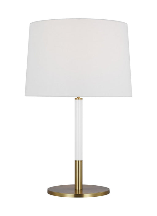 Monroe Medium Table Lamp in Burnished Brass and Glossy White