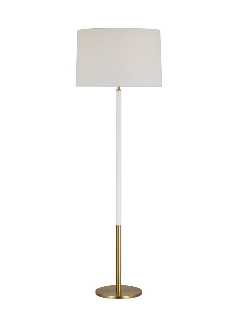 Monroe Large Floor Lamp in Burnished Brass and Glossy White