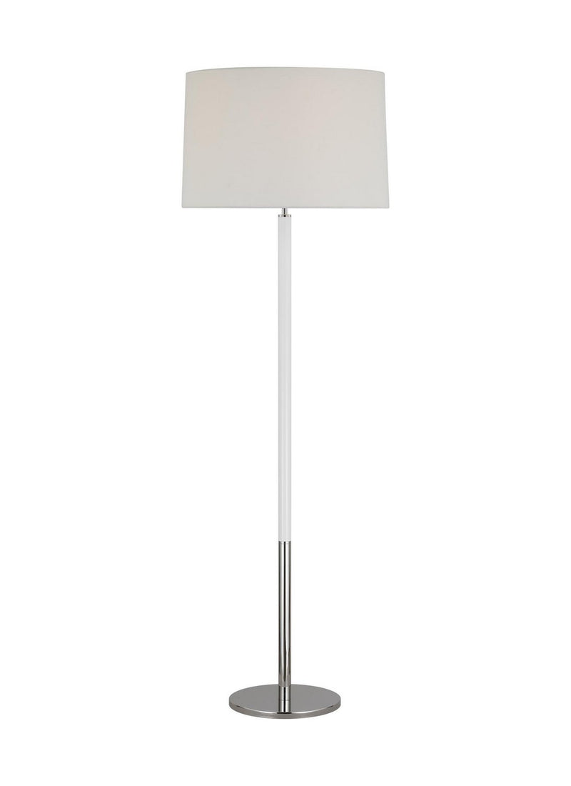 Monroe Large Floor Lamp in Polished Nickel and Glossy White