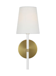 Monroe Small Wall Sconce in Burnished Brass and Glossy White