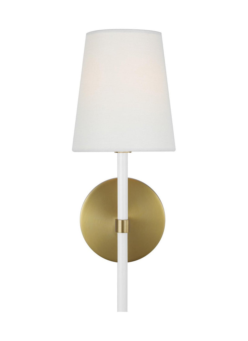 Monroe Small Wall Sconce in Burnished Brass and Glossy White