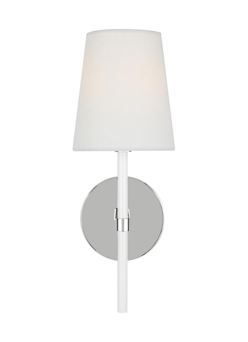 Monroe Small Wall Sconce in Polished Nickel and Glossy White