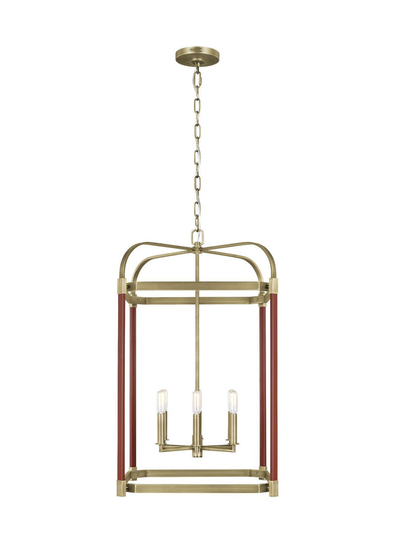Hadley 6-Light Large Lantern Pendant in Time Worn Brass