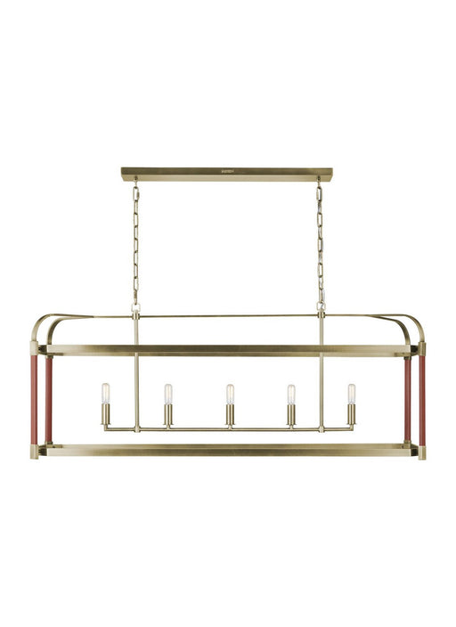 Hadley 5-Light Linear Pendant in Time Worn Brass