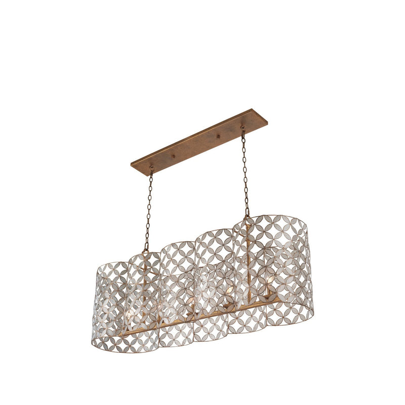 Maurelle 5-Light Linear Pendant in Oxidized Gold Leaf