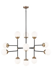 Cafe 12-Light Large Chandelier in Satin Brass