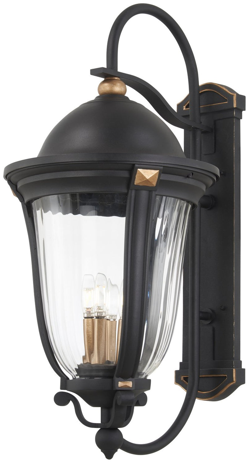 Peale Street 5-Light Outdoor Wall Lantern in Sand Coal and Vermeil Gold