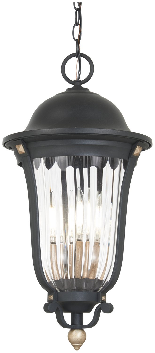 Peale Street 4-Light Outdoor Lantern Pendant in Sand Coal and Vermeil Gold