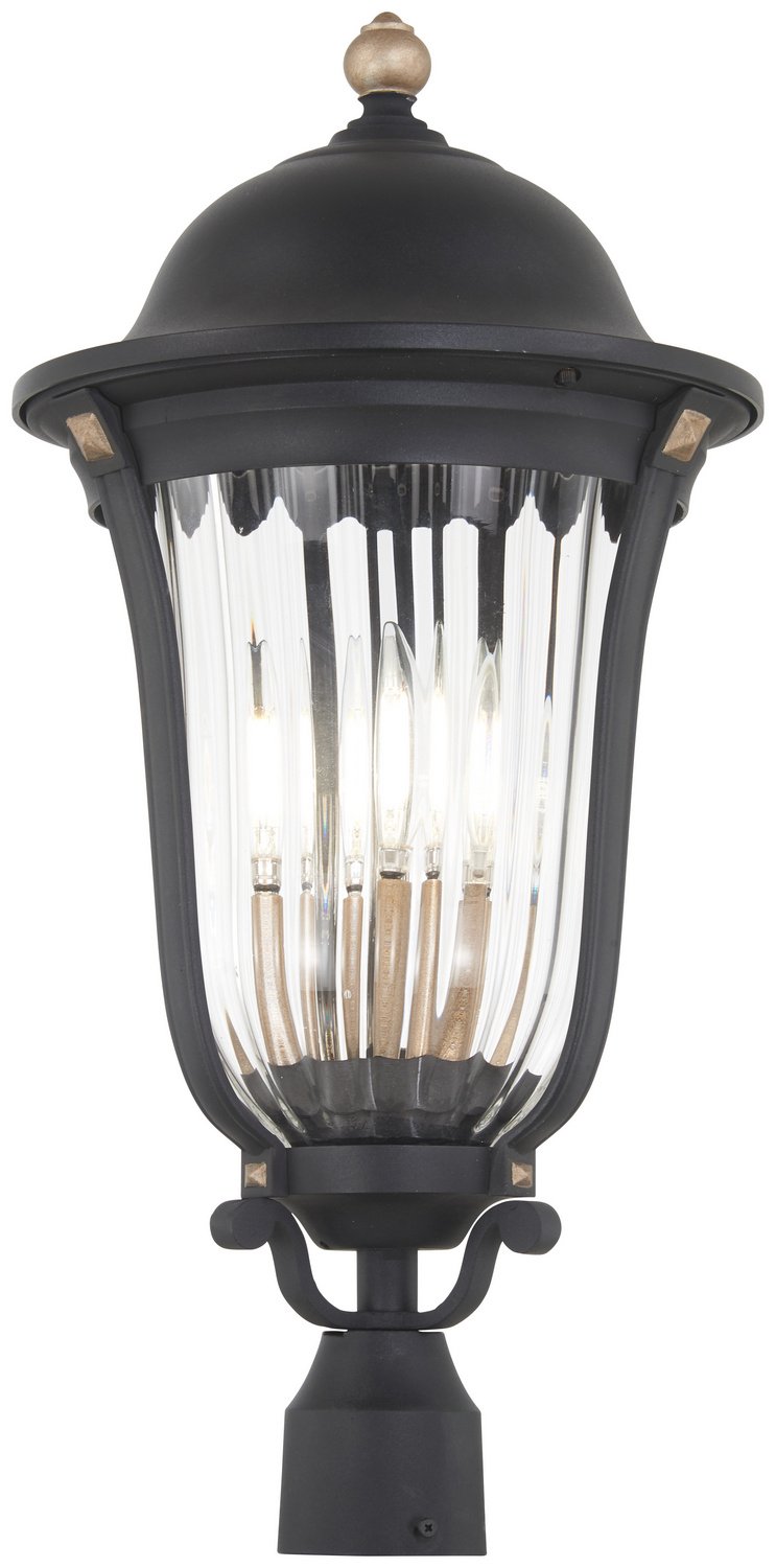 Peale Street 4-Light Outdoor Post Light in Sand Coal and Vermeil Gold