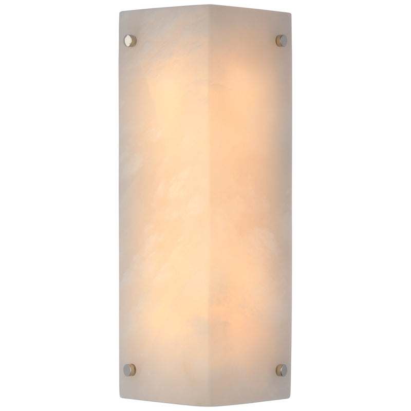 Clayton 12.5" 2-Light Wall Sconce in Alabaster and Polished Nickel