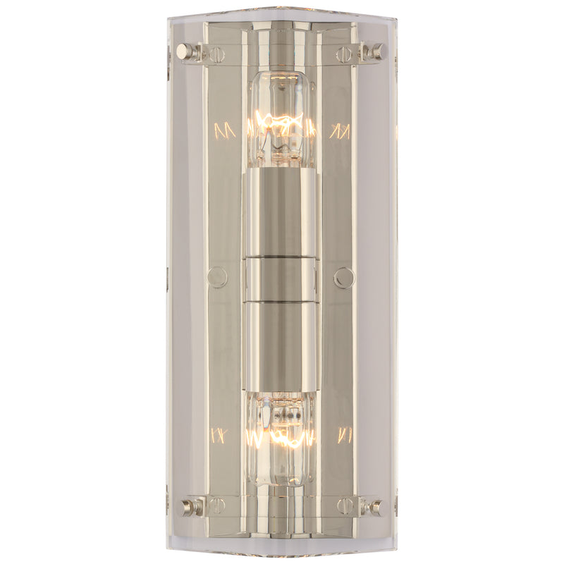 Clayton Two Light Wall Sconce in Crystal and Polished Nickel