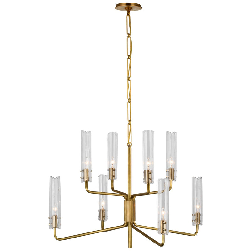 Casoria Medium Two-Tier 8-Light Chandelier in Hand-Rubbed Antique Brass