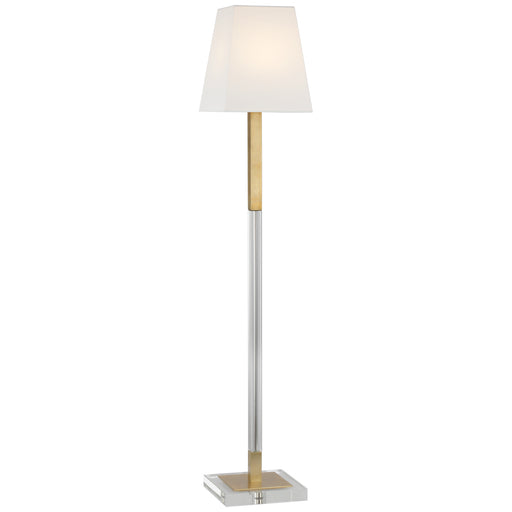 Reagan LED Floor Lamp in Antique-Burnished Brass and Crystal