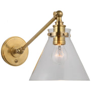 Parkington Single Library Swing Arm Wall Lamp in Antique-Burnished Brass