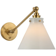 Parkington Single Library Swing Arm Wall Lamp in Antique-Burnished Brass