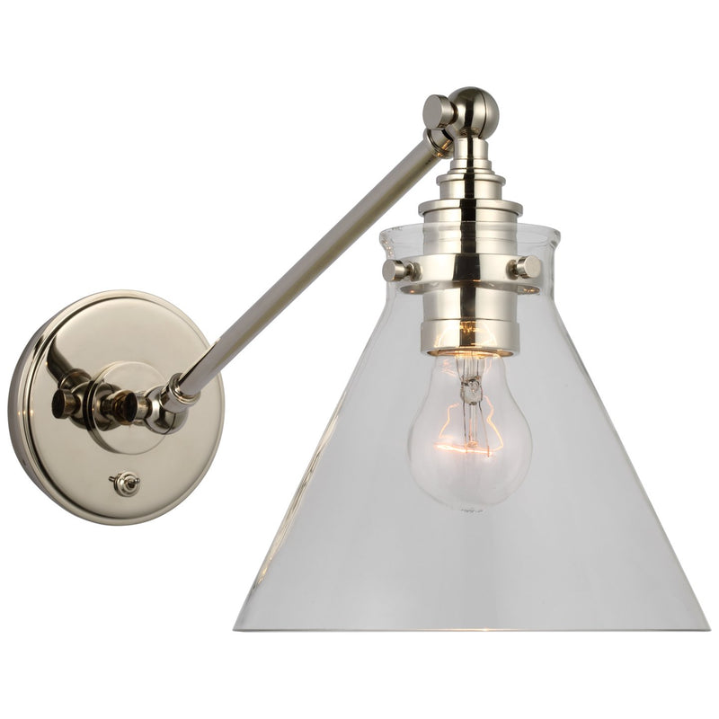 Parkington Single Library Swing Arm Wall Lamp in Polished Nickel