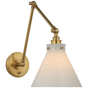 Parkington Double Library Swing Arm Wall Lamp in Antique-Burnished Brass