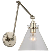 Parkington Double Library Swing Arm Wall Lamp in Polished Nickel
