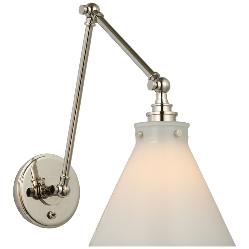 Parkington Double Library Swing Arm Wall Lamp in Polished Nickel