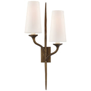 Iberia Double Left 2-Light Wall Sconce in Antique Bronze Leaf