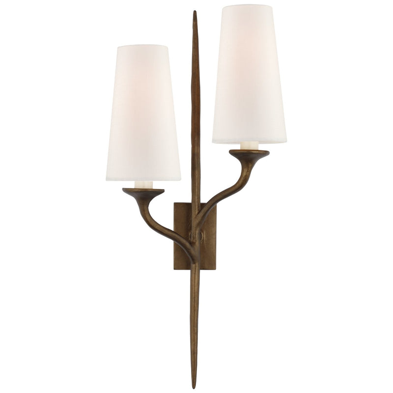 Iberia Double Right 2-Light Wall Sconce in Antique Bronze Leaf