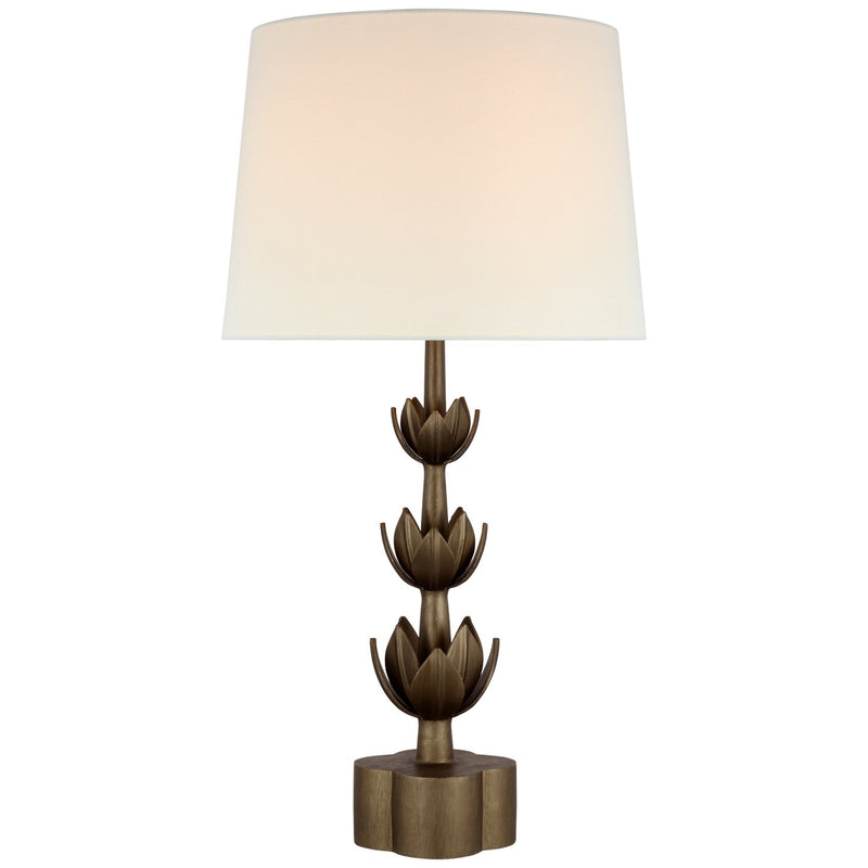 Alberto Large Triple Table Lamp in Antique Bronze Leaf