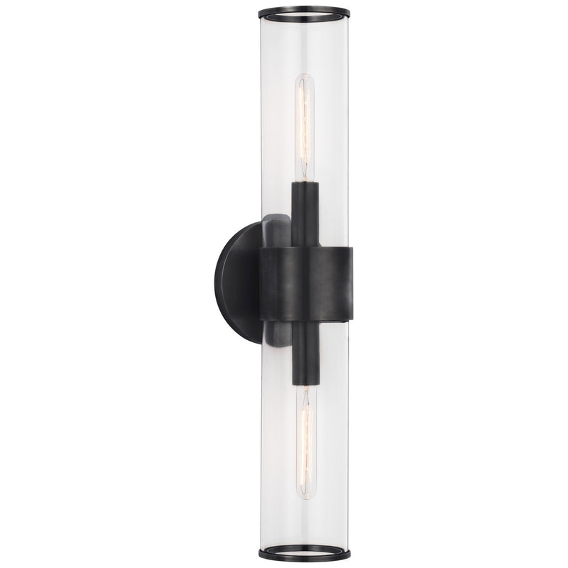 Liaison Medium 22" 2-Light Clear Glass Wall Sconce in Bronze