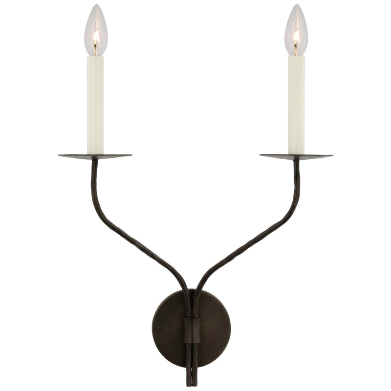 Belfair Large Double 2-Light Wall Sconce in Aged Iron