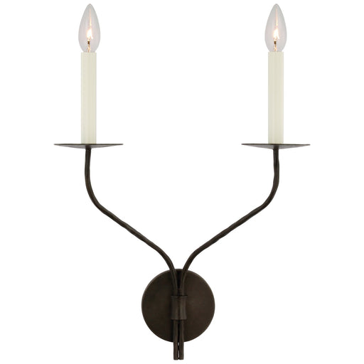 Belfair Large Double 2-Light Wall Sconce in Aged Iron