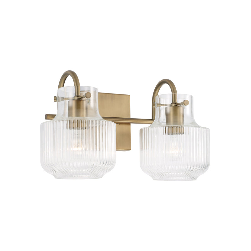 Nyla 2-Light Vanity in Aged Brass - Lamps Expo