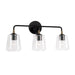 Amara 3-Light Vanity in Matte Black with Brass - Lamps Expo