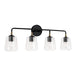 Amara 4-Light Vanity in Matte Black with Brass - Lamps Expo