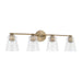 Baker Four Light Vanity in Aged Brass