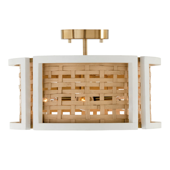 Lola 4-Light Semi-Flush Mount in Flat White and Matte Brass - Lamps Expo