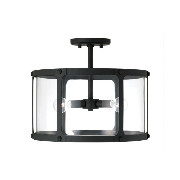 Brennen 3-Light Semi-Flush Mount in Black Iron - Lamps Expo