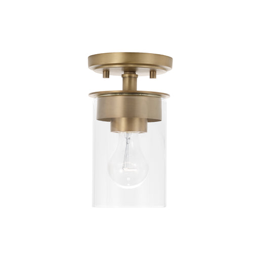 Mason 1-Light Semi-Flush Mount in Aged Brass - Lamps Expo
