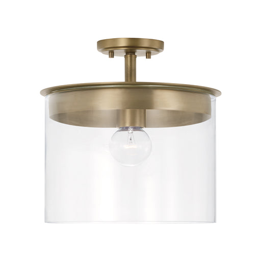Mason 1-Light Semi-Flush Mount in Aged Brass - Lamps Expo