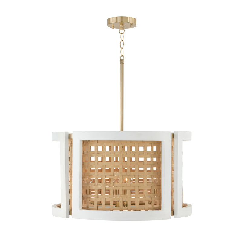 Lola 4-Light Pendant in Flat White and Matte Brass - Lamps Expo