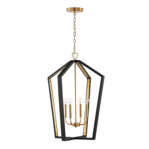 Maren 4-Light Pendant in Flat Black and Matte Brass - Lamps Expo